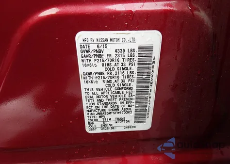 2015 Nissan Rogue Select S from USA, damaged, VIN JN8AS5MT5FW670363